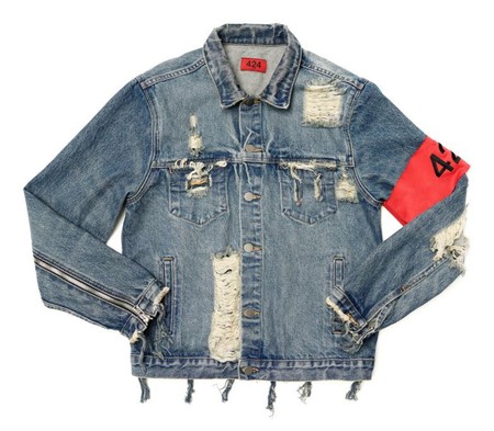 424 Distressed Denim Jacket in Washed 